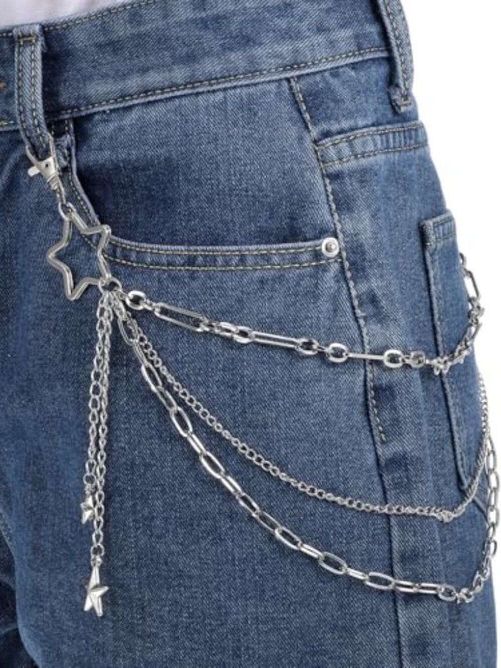 3 Pcs Punk Pants Chain Jean Chain Belt Pocket Chain Goth Punk Chain Belt Layered